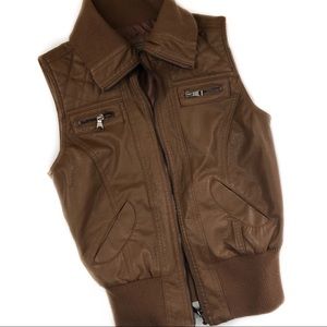 Faux Leather Bomber Vest